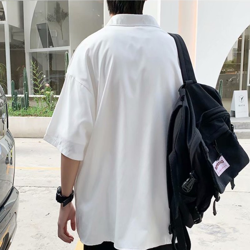 Áo Sơ Mi Nam Ngắn Tay Dáng Rộng áo sơ mi unisex Phong Cách Hàn Quốc áo sơ mi nữ Trẻ Trung sơ mi nữ form rộng thời trang áo sơ mi lụa nam