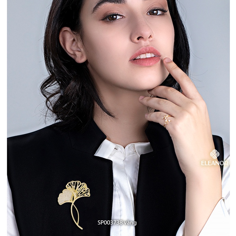 Ghim cài áo nam nữ Eleanor Accessories hình lá rẻ quạt đính đá phụ kiện trang sức thời trang 3738