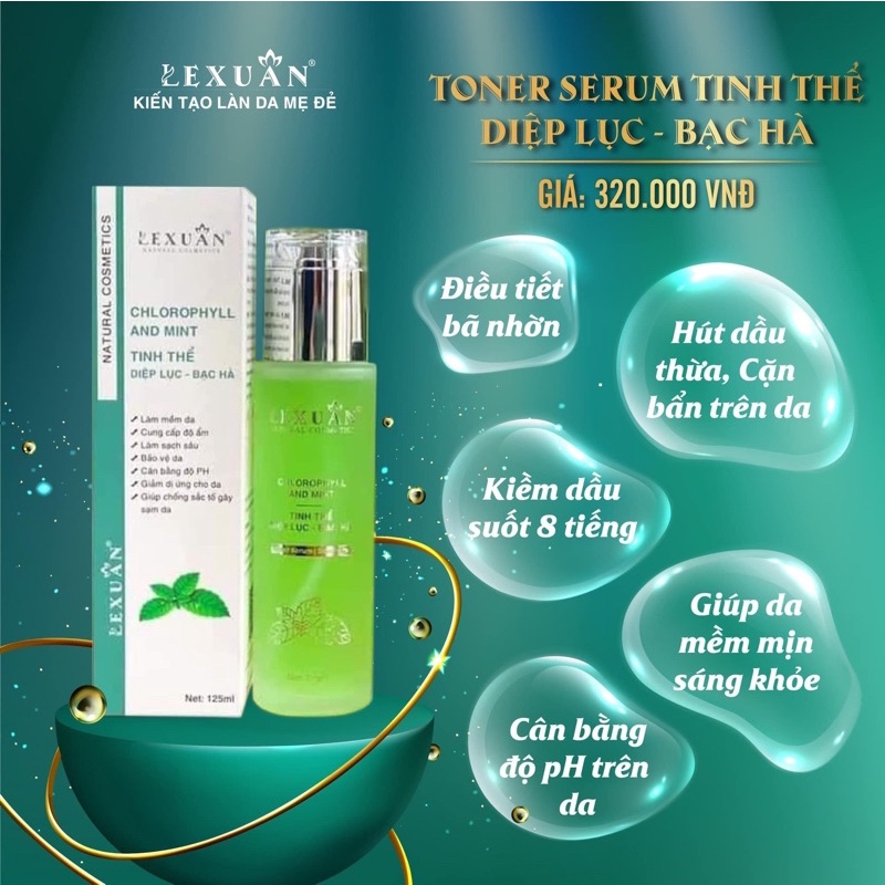 Toner tinh thể diệp lục bạc hà☘️ Giúp da tươi mát, sáng hồng, mờ thâm