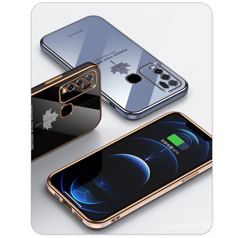 QIANZI Ốp Lưng họa tiết lá phong dành cho Vivo Y30 Vivo Y50 Vivo Y30 Y50