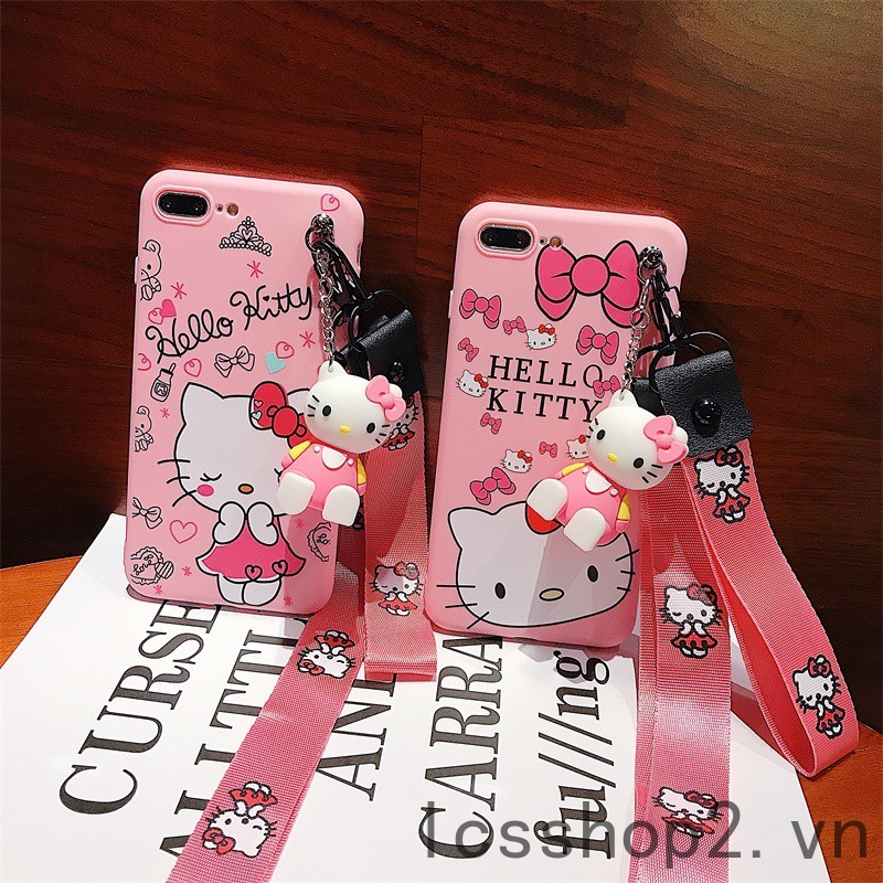 Casing VIVO X7/X7P/X9/X9S/X9P/X9SP/X20/X20P/X21/X23 Kitty Cat Phone Snap-on Case Set +Pendant