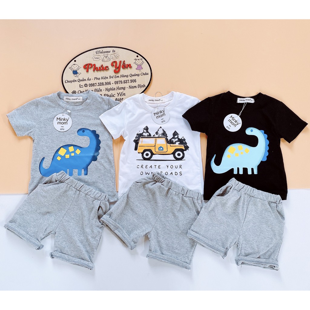 Sale !!! Bộ Cộc Tay Cotton 100% Hàng Minky Mom Khủng Long Có Túi cho Bé (8-18kg) (1452) Shop Phúc Yến