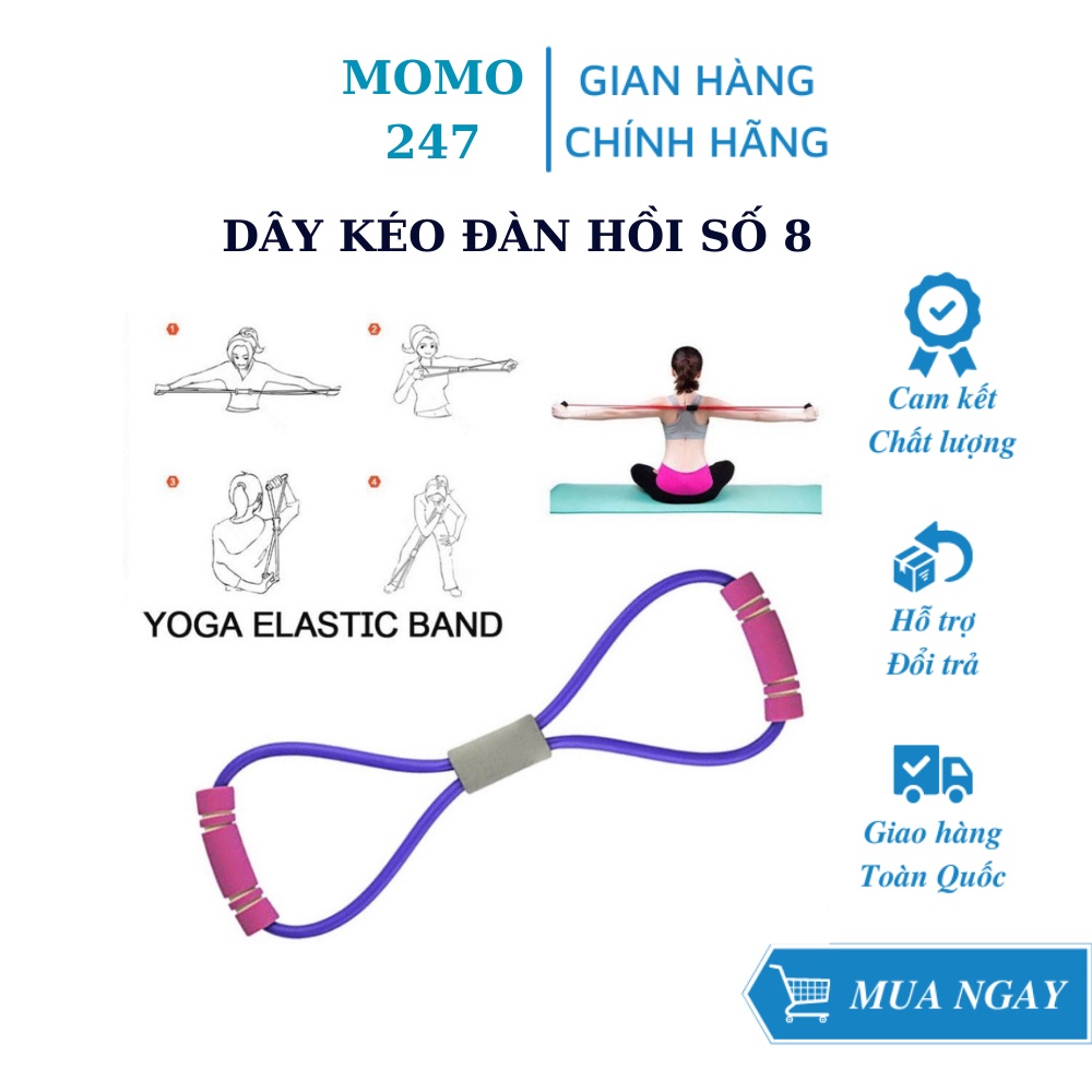 Dây đàn hồi hình số 8 tập cơ Yoga, dây tập cơ yoga bằng silicon đàn hồi co giãn momo247