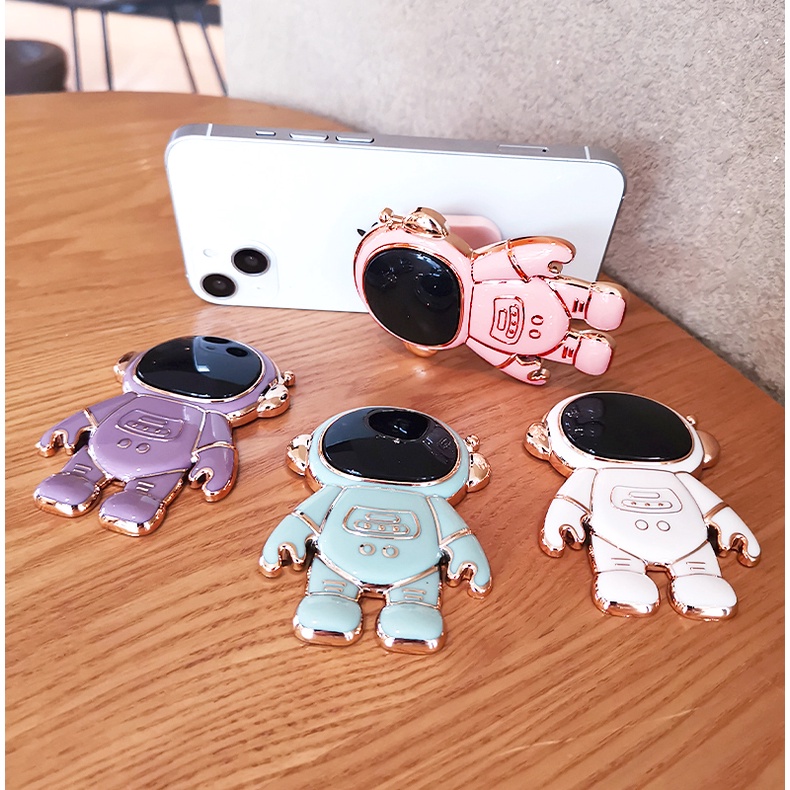 Giá đỡ phi hành gia 7 màu viền mạ vàng chống lưng sẵn keo dán cho điện thoại