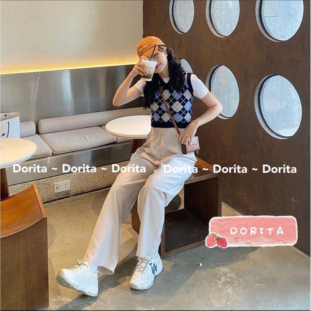 Quần ống rộng cạp siêu cao Quần ống suông Culottes Ulzang - Dorita Boutique