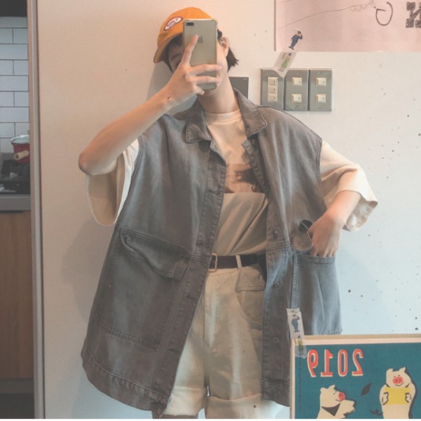 Áo khoác denim không tay phong cách Hàn Quốc cá tính | BigBuy360 - bigbuy360.vn