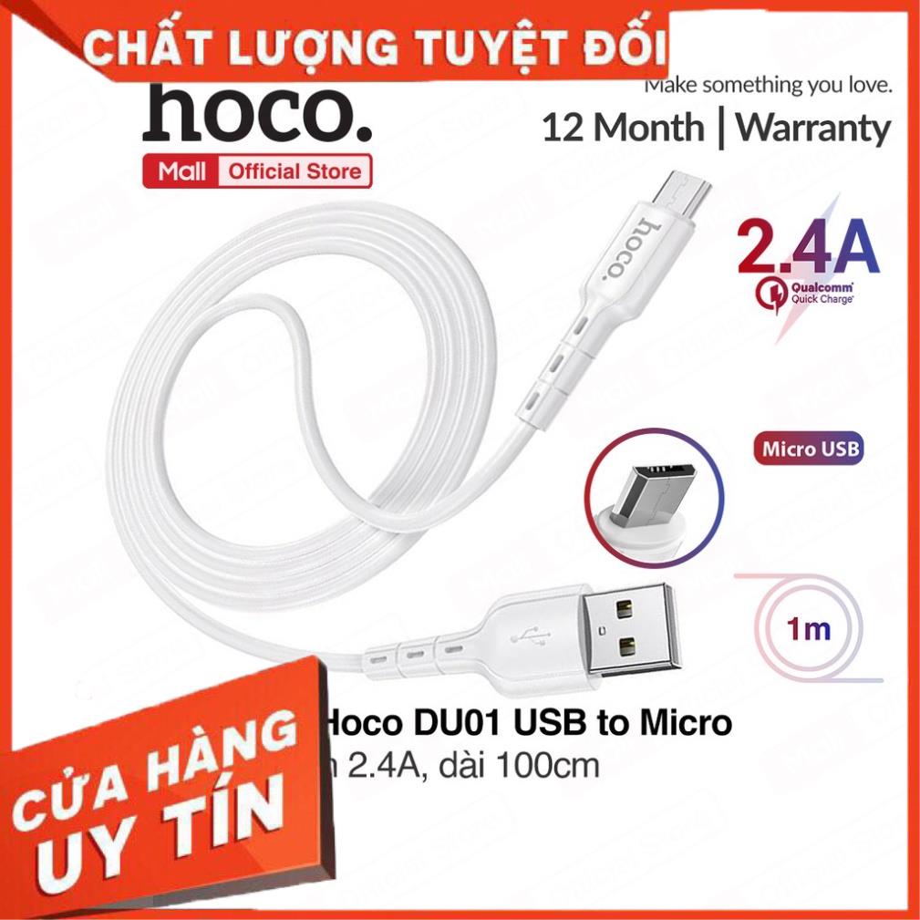 Cáp sạc và truyền dữ liệu Hoco DU01 USB to Micro/Lightning/Type-C sạc nhanh 2.4A/3A dài 100cm PHU KIEN 8686