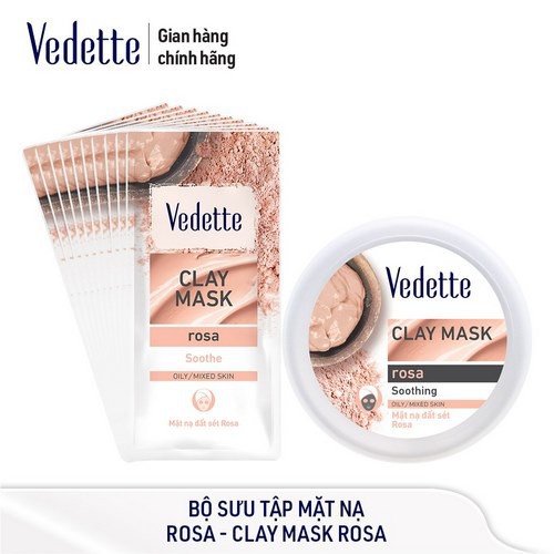 Bộ sưu tập mặt nạ Vedette Rosa - Clay Mask ROSA - MNĐS Rosa 145g x 1, MNĐS Rosa 12g x 10