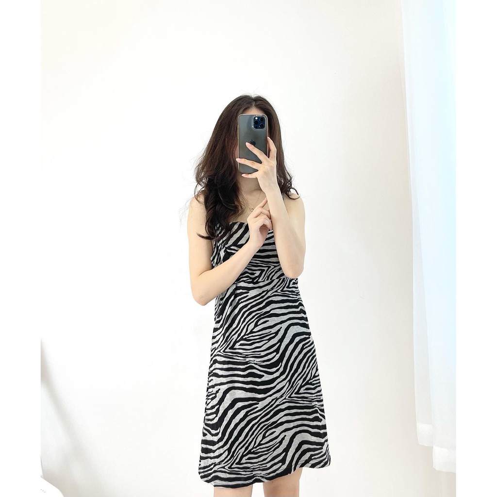 (FREESHIP)Đầm 2 dây rằn ri ulzzang