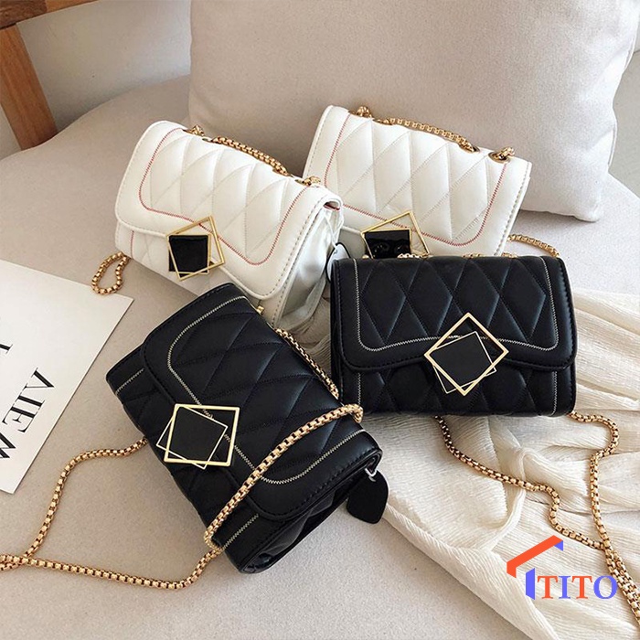 Túi xách nữ da siêu mềm, túi đeo chéo khóa hình vuông siêu đẹp và thời trang - Tito Shop
