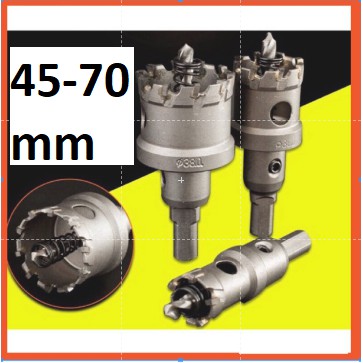 Mũi khoét inox 45-70mm , sắt đầu hợp kim công nghệ Đức Loại 1, mũi khoét kim loại 45-70mm
