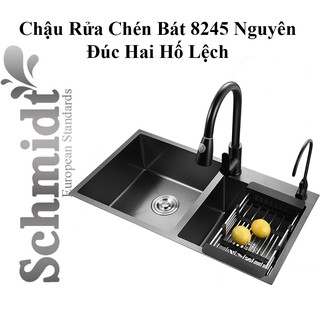 Chậu Rửa Chén Bát Schmidt 8245 Chậu Đúc Hai Hố Lệch Nguyên Đúc 82x45x23