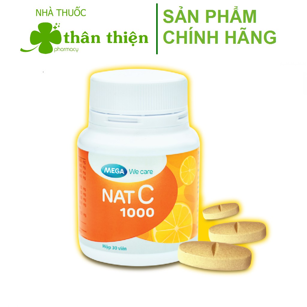 NAT C –  Bổ sung vitamin C hỗ trợ tăng đề kháng,  giảm nguy cơ cảm cúm, cảm lạnh (30 viên)