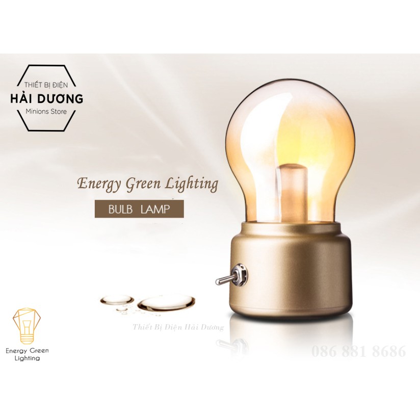 Đèn Ngủ LED Mini Decor Giả Đèn Dầu JP-TTN - Pin Sạc Tích Điện Sáng 25 Giờ Liên Tục-Ánh Sáng Vàng - Energy Green Lighting