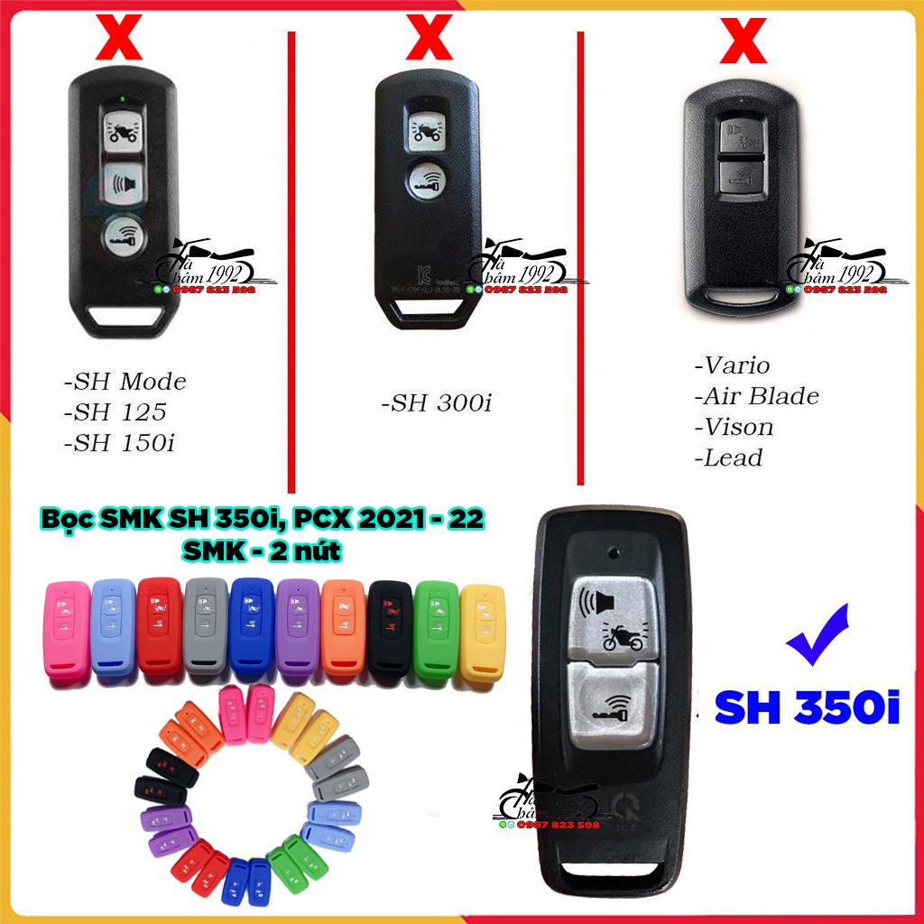 ★ {COMBO} Thảm Lót Chân SH 350i Và Bọc Chìa Khóa Smartkey SH 350 Loại 2 Nút ★