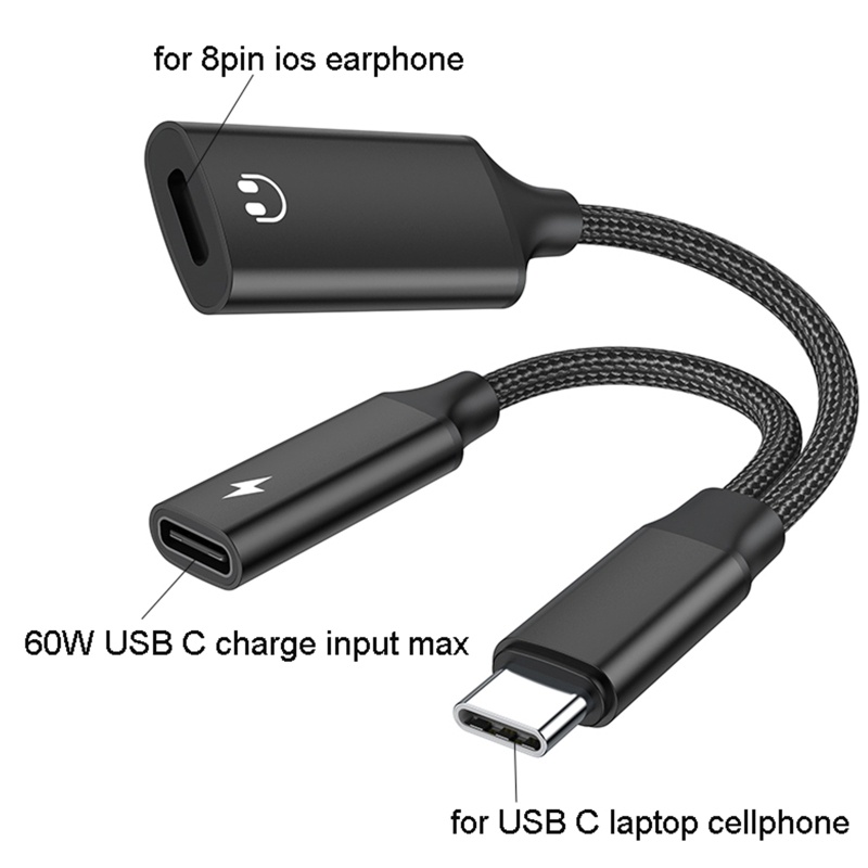 Cáp Chuyển Đổi Tai Nghe PD60W Cổng USB C Sang iOS Cho Máy Tính Bảng