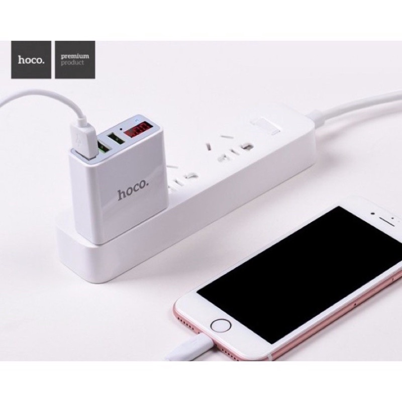 Củ Sạc Nhanh Hoco C15 3 USB - Màn Hình LCD Giá Rẻ - BH 1 Năm Lỗi 1 Đổi 1