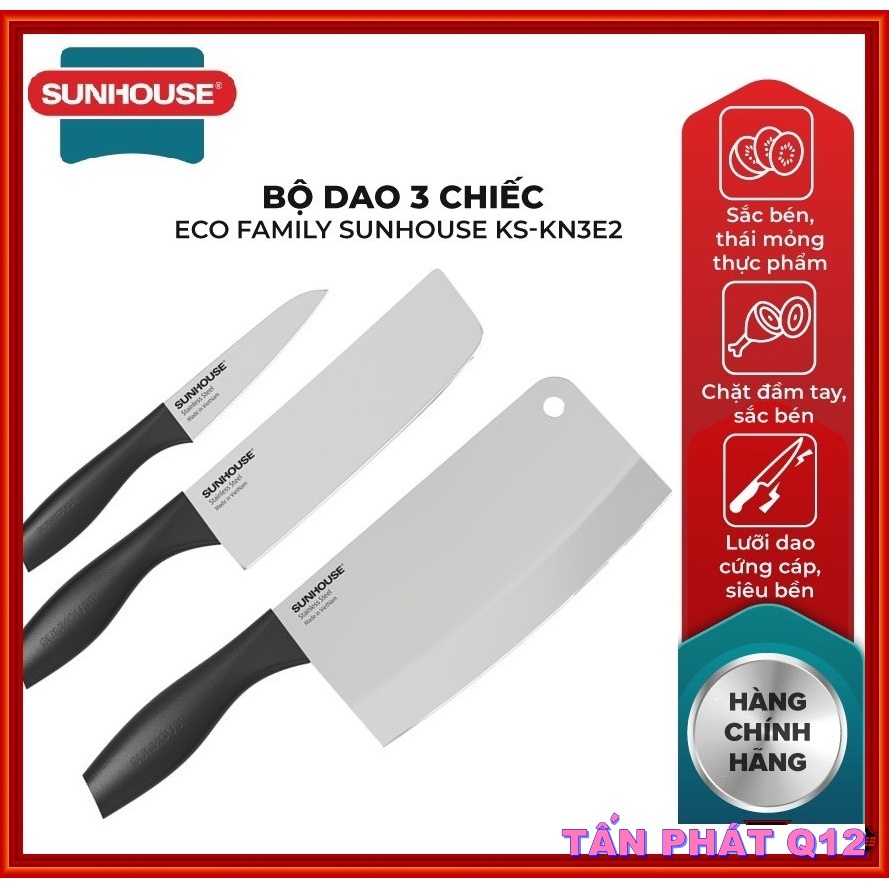 Bộ dao 3 chiếc Eco Family Sunhouse KS-KN3E2