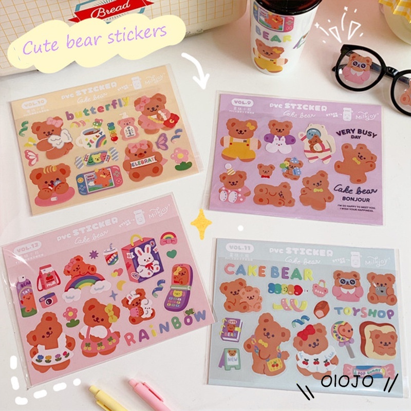 Sticker Dán Trang Trí Sổ Tay Hình Gấu Hoạt Hình Xinh Xắn