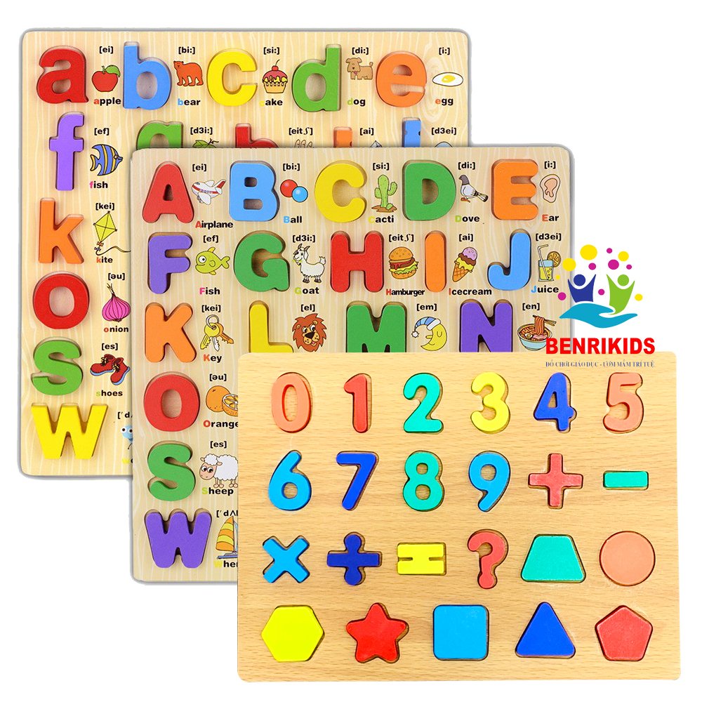 Đồ Chơi Gỗ Bảng Chữ Cái Và Số Kèm Phép Tính Và Hình Khối Giúp Bé Phát Triển Trí Tuệ