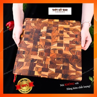 Thớt gỗ teak cao cấp - chặt thái, trang trí - 30x30x3,8cm - vdc04 | htx dao phúc sen
