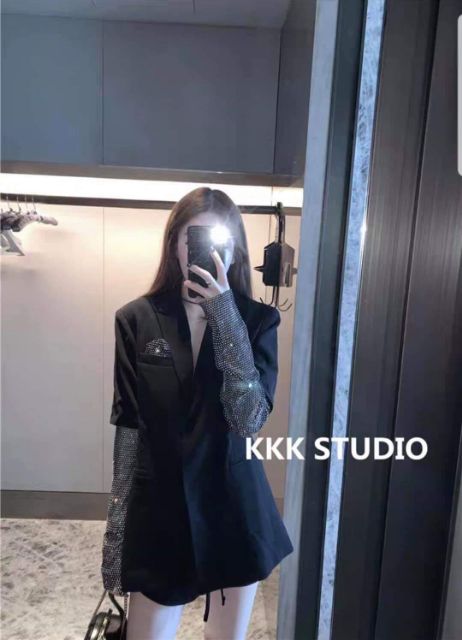 Áo vest ống tay đá bling