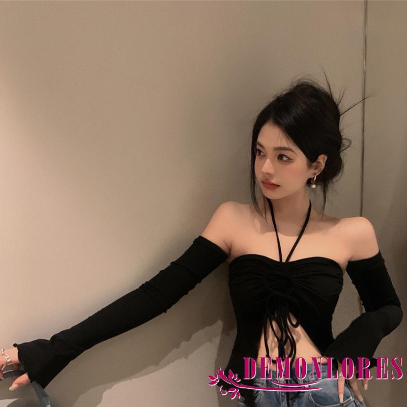 Áo Crop Top Hai Dây Màu Trơn Thời Trang Mùa Hè Cho Nữ