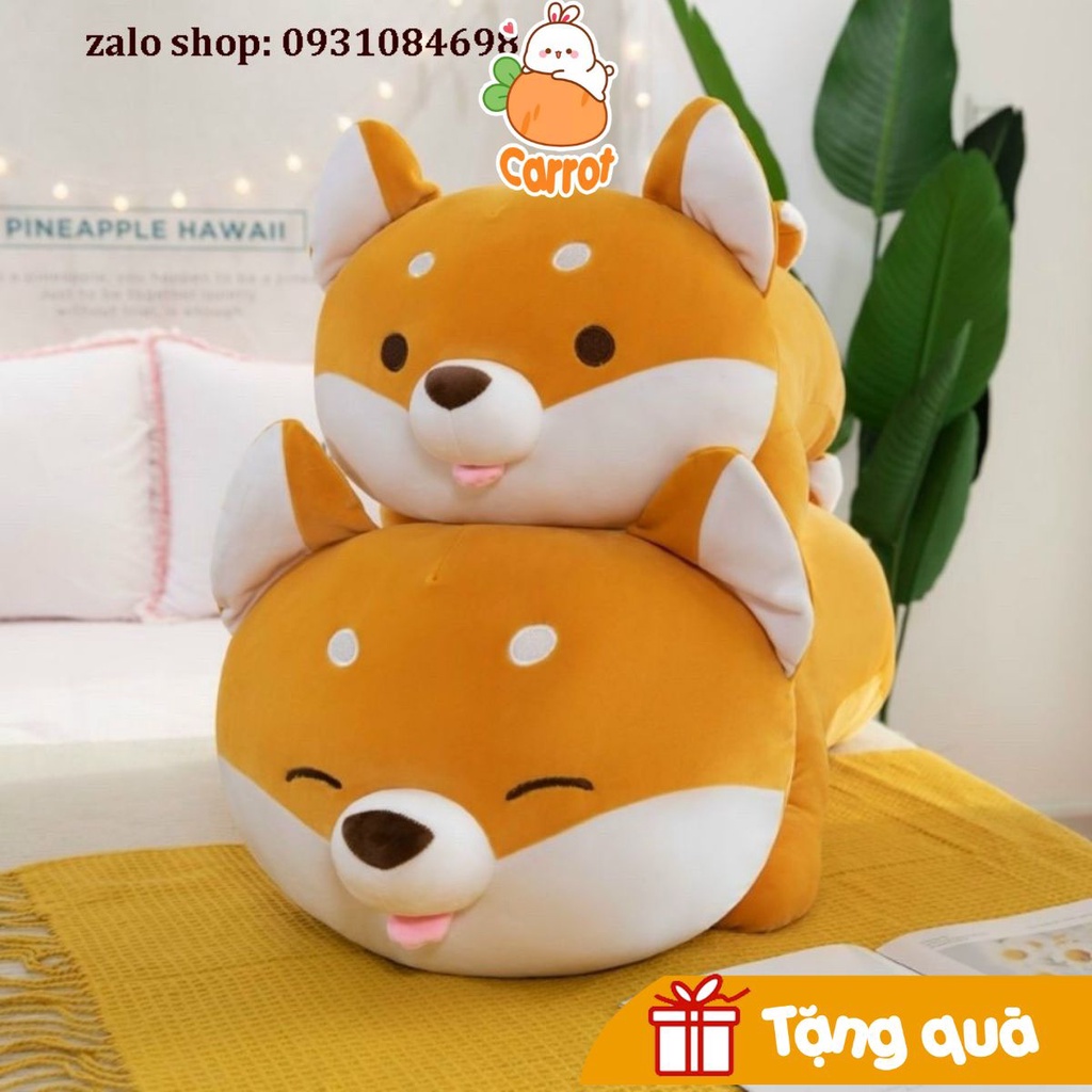 [Tặng móc khóa] Gấu Bông Chó Shiba Nằm size 70cm/90cm