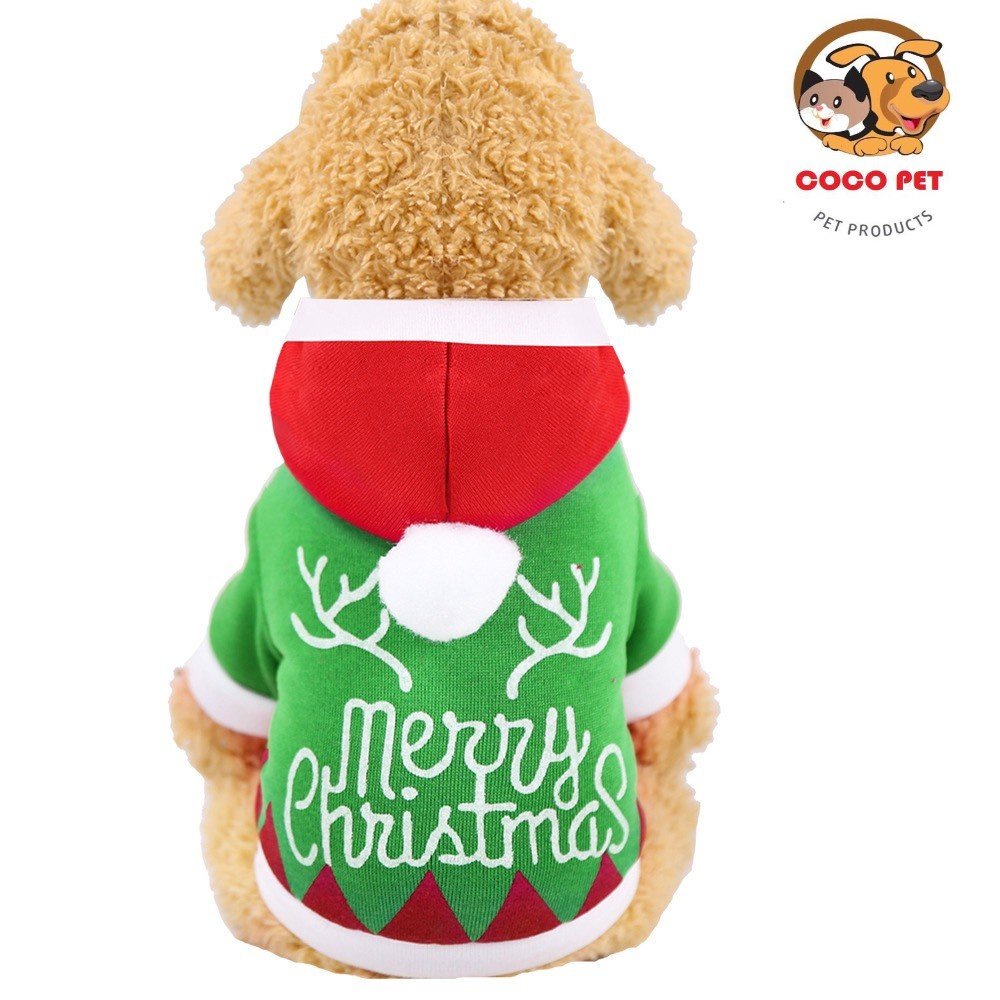 Áo Noel - Merry Chrisymas Dành Cho Chó Mèo Có Mũ Siêu Xinh - Quần Áo Chó Mèo