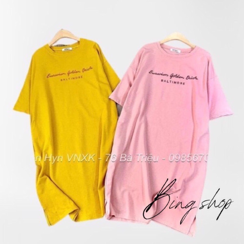 Đầm suông nữ Bingshop form rộng in chữ vài dày đẹp 3 màu freeship | BigBuy360 - bigbuy360.vn