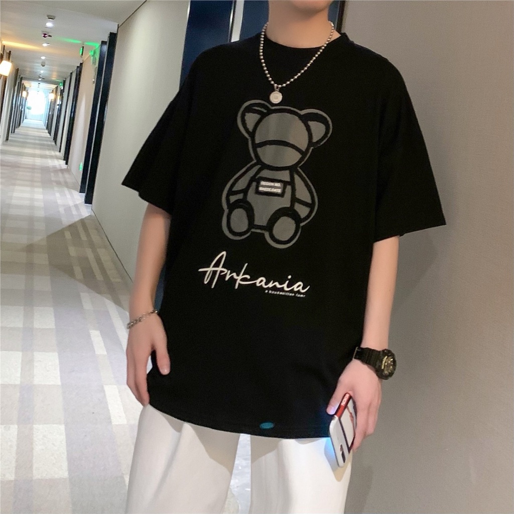 Áo thun unisex Áo thun nam form rộng tay lỡ , áo thun nam cổ tròn tay ngắn in nổi Gấu Teddy Trùm Unisex phillipstore
