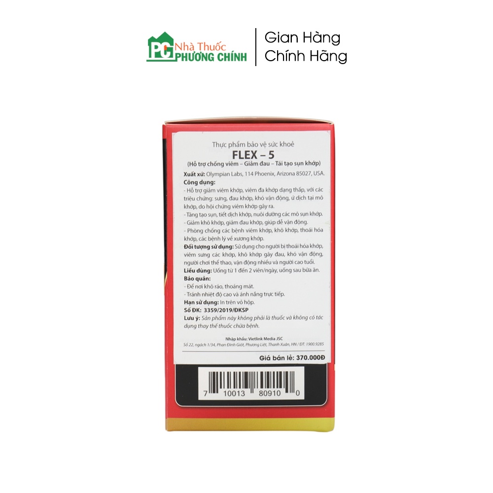 Viên Uống Glucosamin Và Sụn Cá Mập Của Mỹ Flex-5 Olympian Labs - Hỗ Trợ Giảm Đau, Tái Tạo Sụn Khớp