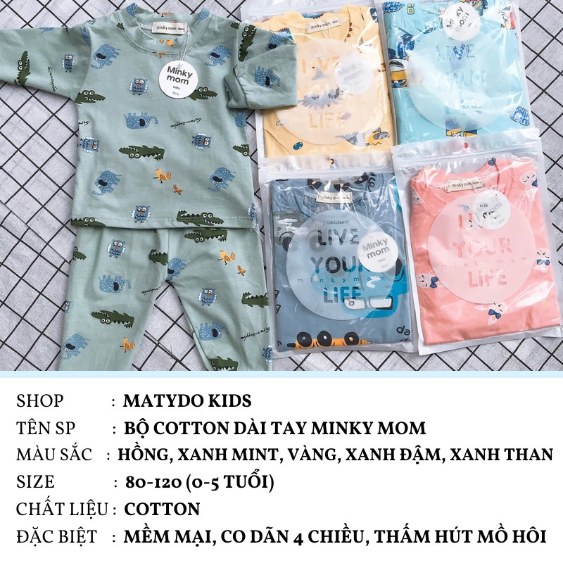 Bộ quần áo trẻ em MATYDO bộ dài tay cotton mềm mại cho bé giá rẻ