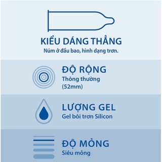 Bao cao su Durex Invisible Extra Thin Extra Sensitive Mỏng vô hình 10 bao