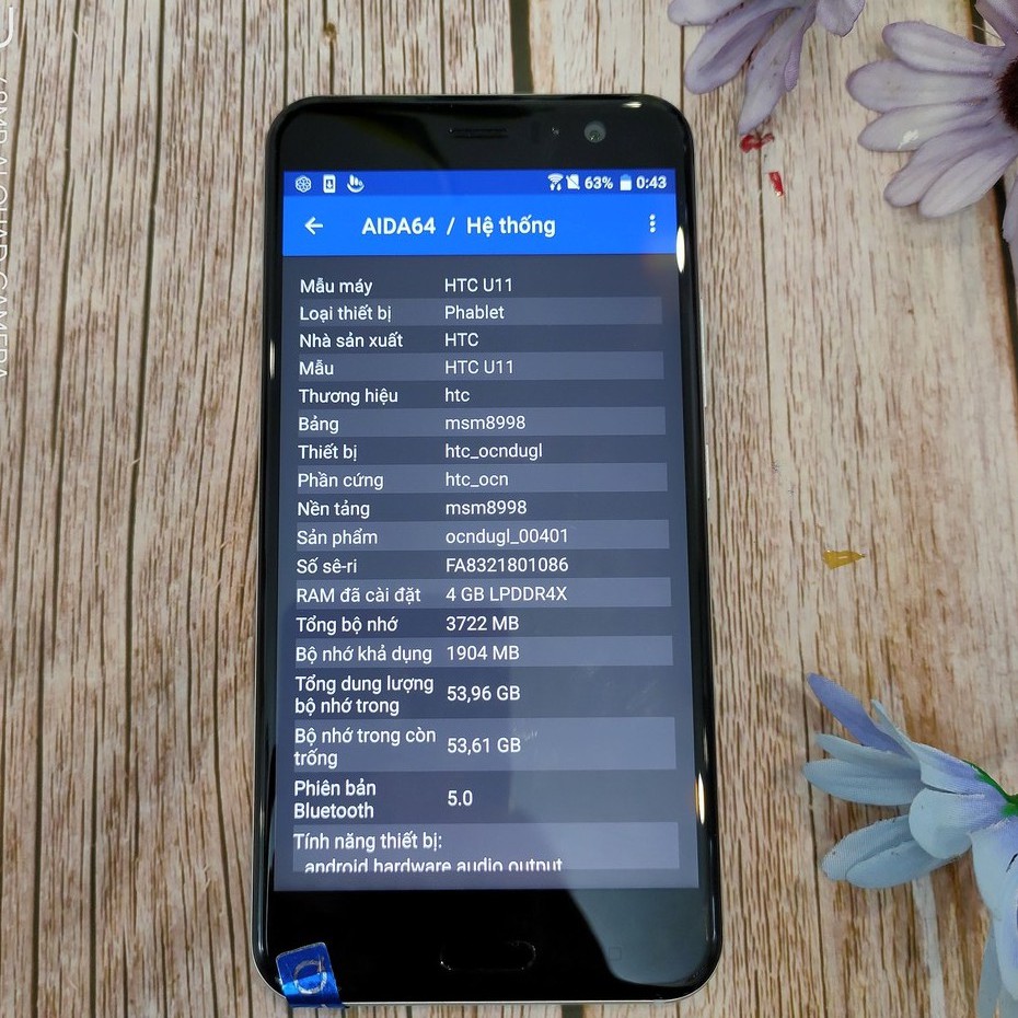 Điện thoại HTC U11 nhập khẩu,2 Sim,Ram 4gb/64G,Chip S835,Super LCD QHD 5.5’’ 2k