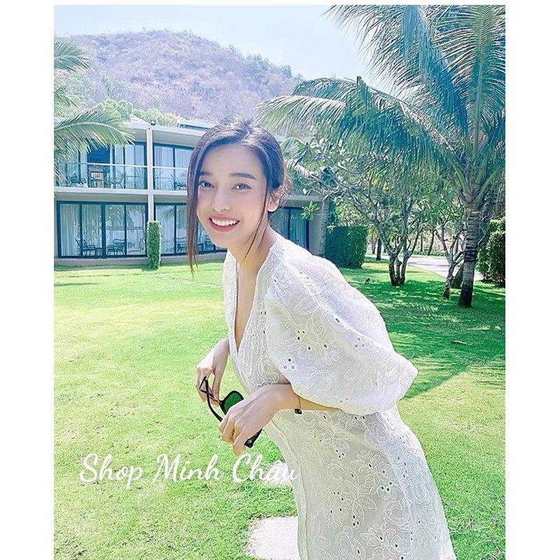 Váy midi thêu đục lỗ Zarraa dư sịn