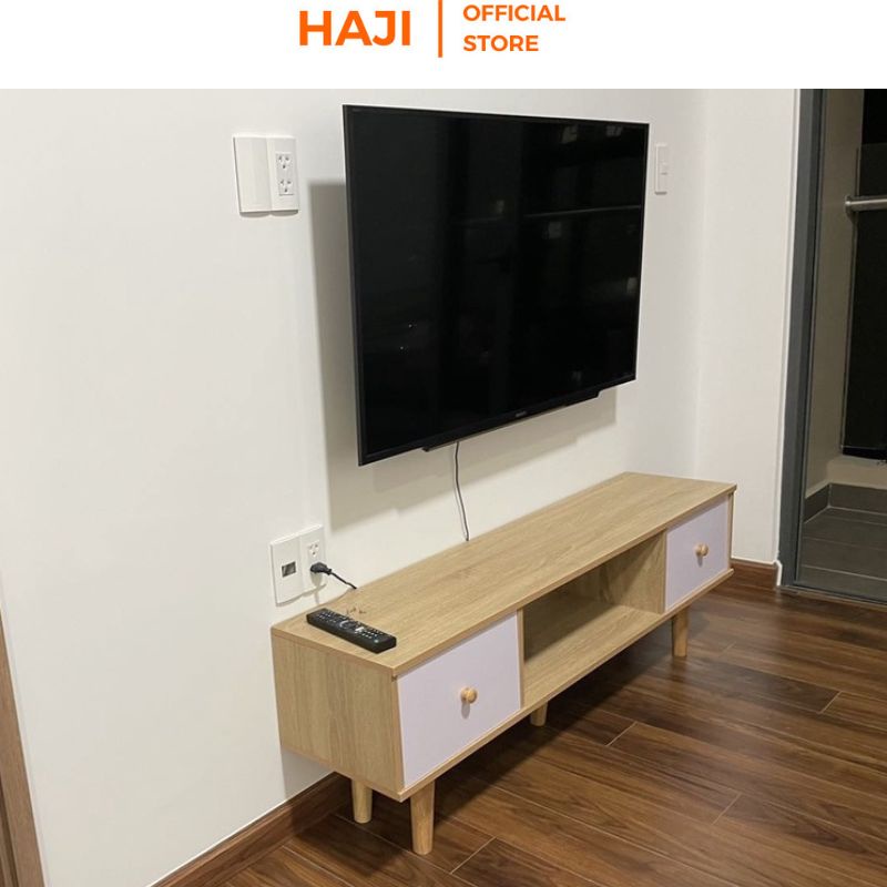 Kệ Tivi HAJI để sàn có ngăn kéo lưu trữ, Tủ kệ trang trí cho không gian phòng khách thêm sang trọng hiện đại A155