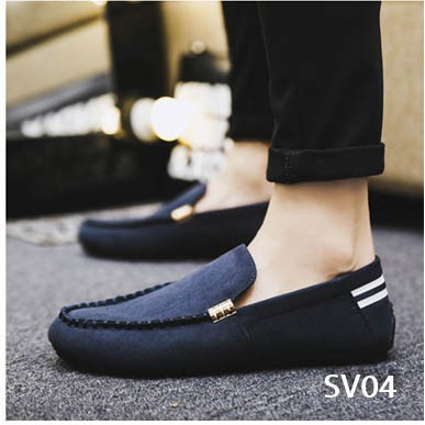 [ Cực Hot ] Giày Lười Nam Cao Cấp Phong Cách Hàn Quốc Phong Cách - Màu Xanh Navy SV04