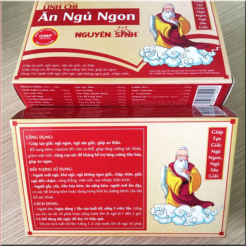 Combo 5 hộp linh chi ăn ngủ ngon nguyên sinh - ăn ngon, ngủ ngon giấc