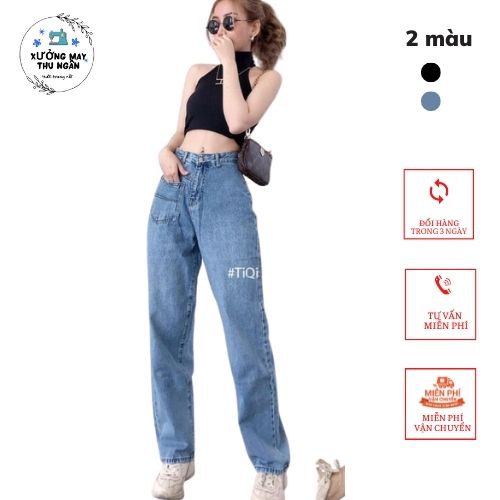Quần Jean Nữ ⚡Dáng Suông ⚡ Cạp Cao Thời Trang Chất Đẹp