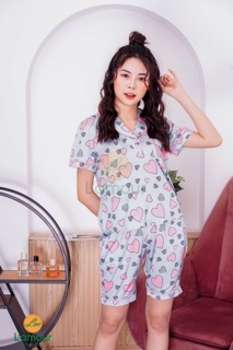 Bộ Lụa xanh tim hồng - lửng