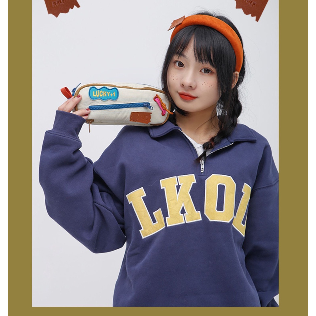 Túi Đựng Bút Hai Ngăn Sức Chứa Lớn Màu Sắc Tương Phản Dành Cho Học Sinh