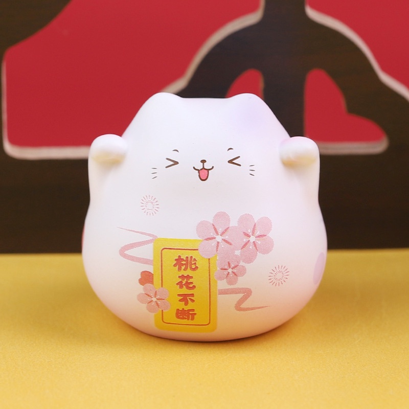 Set 4 mô hình mèo thần tài tròn Ráp dễ thương xinh xắn đáng yêu trang trí bàn học, bàn làm việc,tủ sách,taplo ô tô- HO06