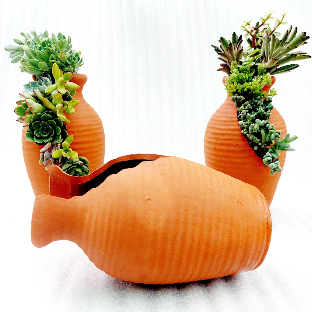 Chậu đất nung, Chậu sen đá - Bình hoa 925, miệng chậu 9cm, chiều cao 25cm