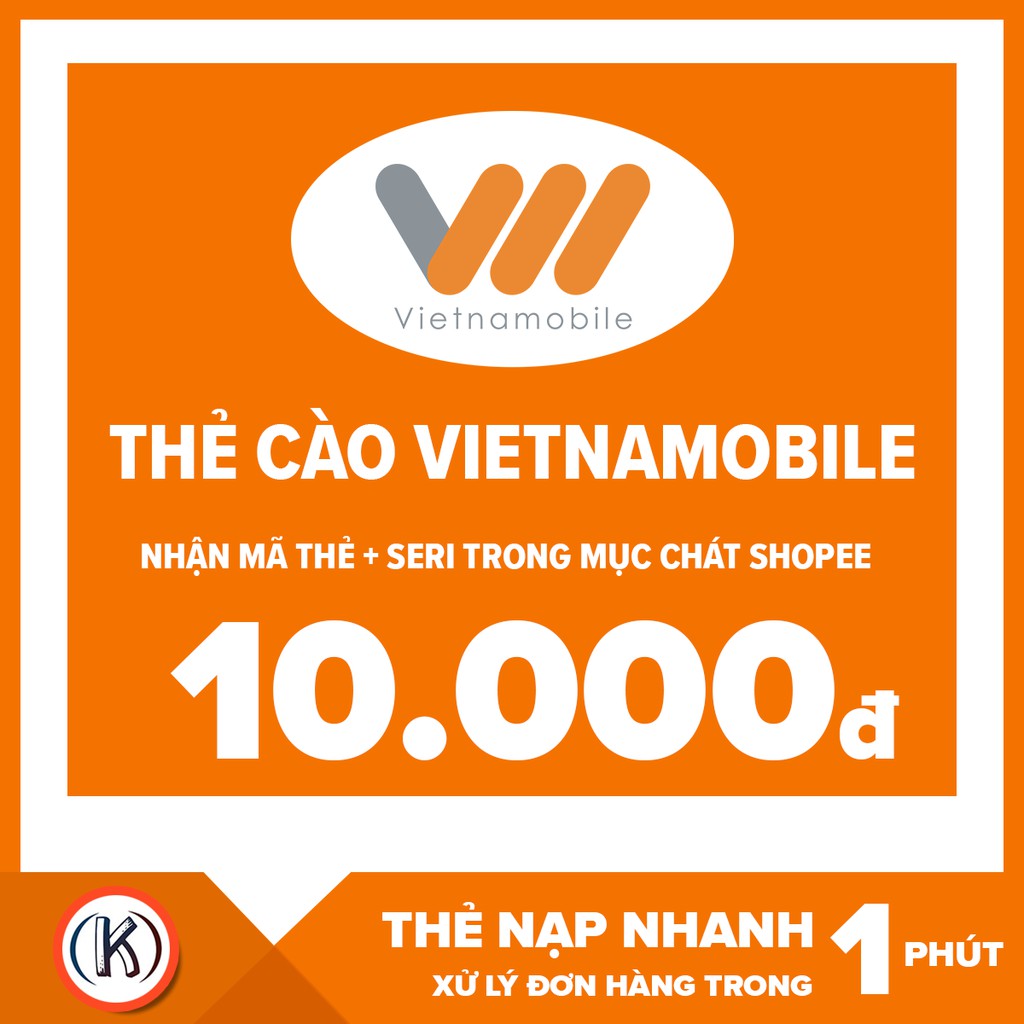 Thẻ cào vietnamobile 10k (Nhận mã thẻ + seri trong mục chát SHOPEE)