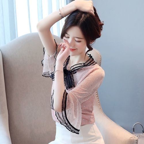 Áo Sơ Mi chiffon Tay Ngắn Phong Cách Hàn Quốc Thời Trang Mùa Hè Xinh Xắn Cho Nữ