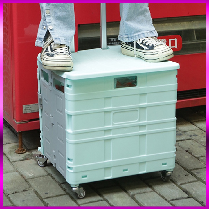 Xe kéo hàng gấp gọn đi chợ dung tích 50L, xe đẩy hàng gấp gọn mini chuyên đi shoping, siêu thị đa năng.