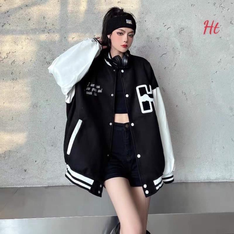 [Mã FAMARAL1 giảm 10K đơn 50K] Áo khoác bomber phối tay H đám mây HT1121