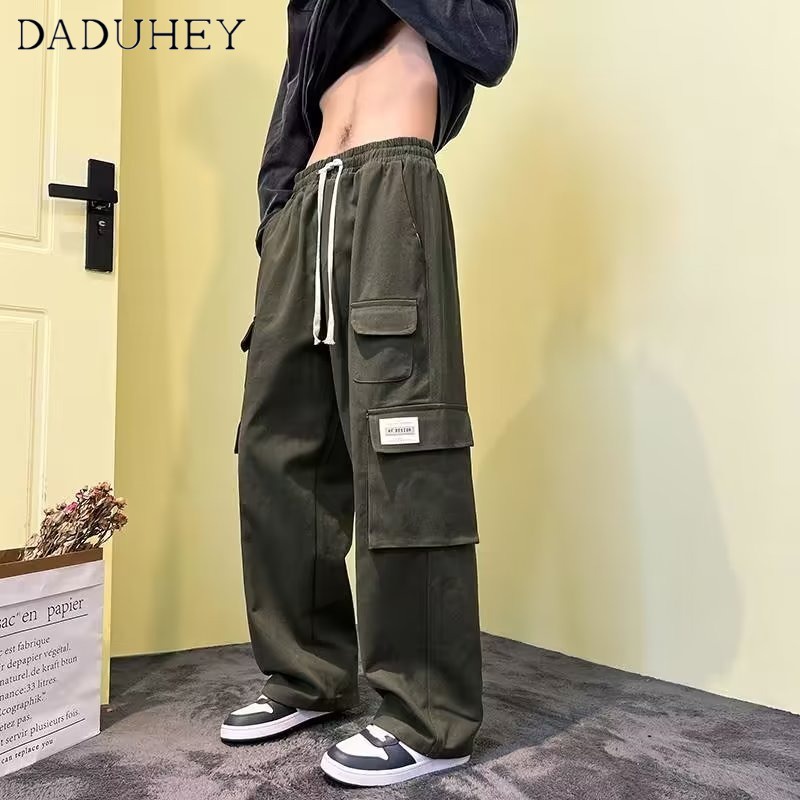 DaDuHey Men's and Women's American High Street Vibe Overalls Hip-Hop Fashionable Brand Loose Straight Casual Pants
