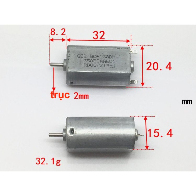 2 motor 180 GEE Hồng Kông mã 180-3530 3V -6V tốc độ cao 15000 - 30000 RPM - LK0242